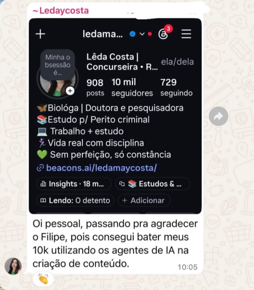 Mensagem da Lêda Costa